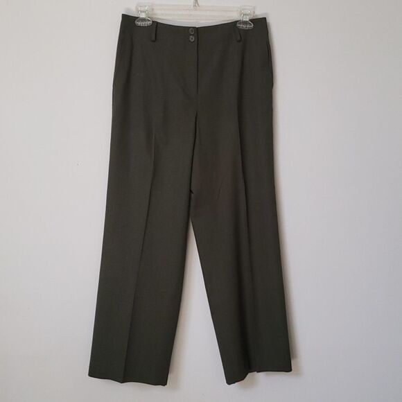 Talbots Pant Womens 8P Olive Wool Flat Front Trouser - Picture 1 of 5